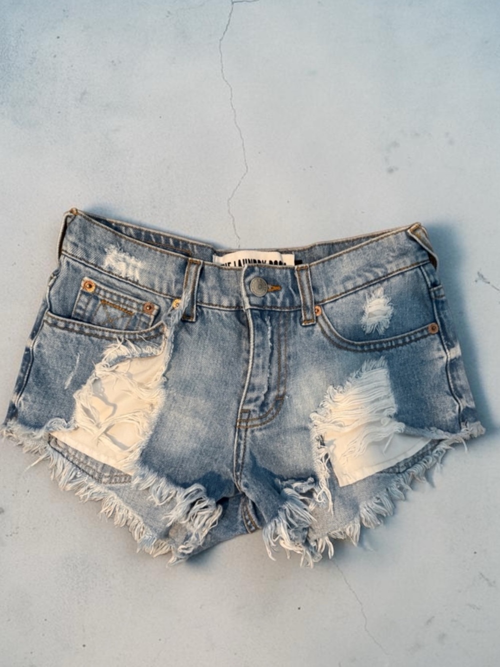 The Laundry Room Distressed Light Blue Denim Cutoff Shorts